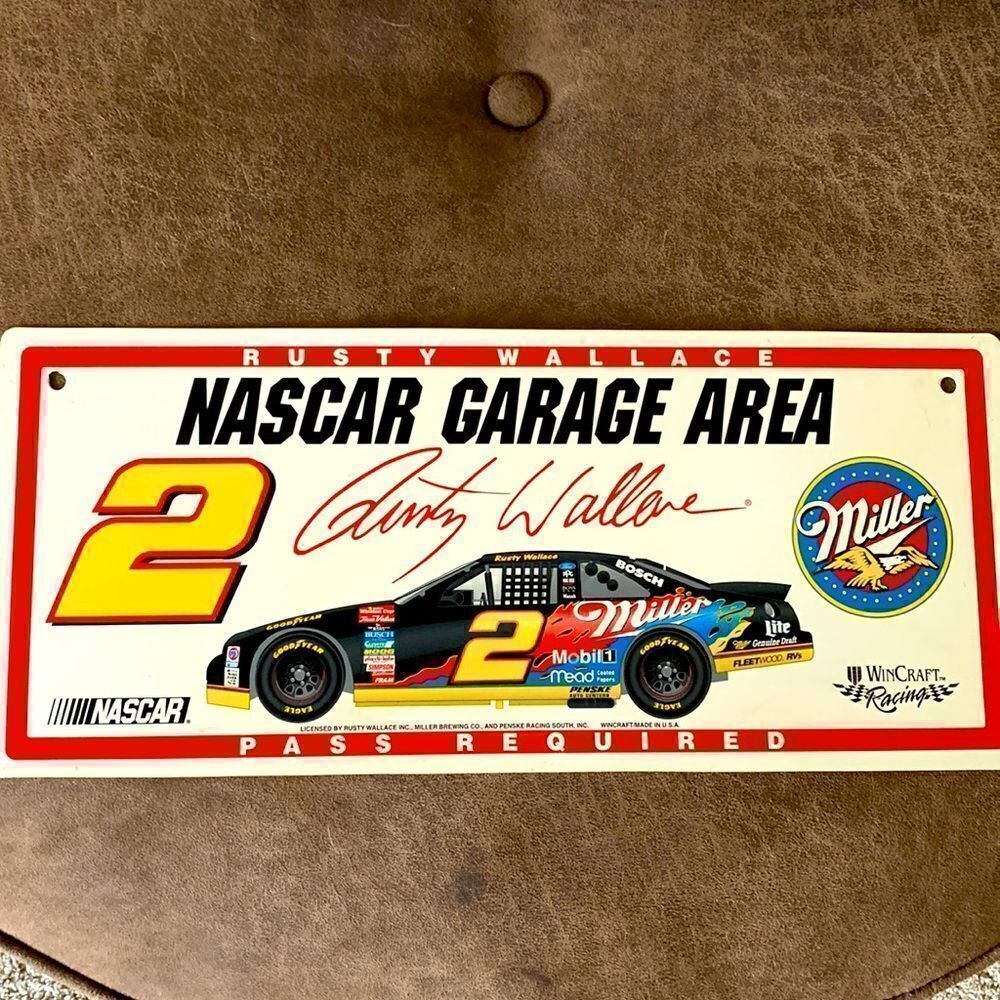 ‎Vintage NASCAR Rusty Wallace garage pass sign license plate